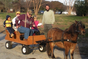 A cart ride with Brownie Bevans pulled by a miniature horse.